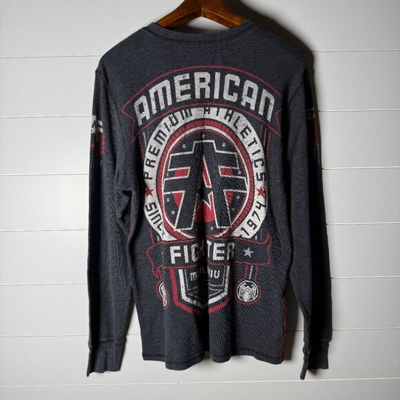 American Fighter Affliction Shirt Mens L Dark Gray Eagle Thermal Long Sleeve - Picture 4 of 7